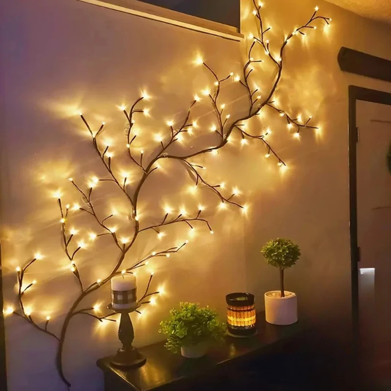 72LED Vine Light with 8 Modes USB Powered Outdoor Indoor LED Night Light Fireplace Room Wall Atmosphere Decorative Light