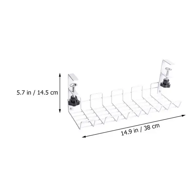 1Pc Szén -Dioxid -Acél Aljzat Tároló Állvány Asztal Alatt Vezetékes Az Alatti Kábelszervező Töltő Kábel Tartó 38 Cm - Image 5