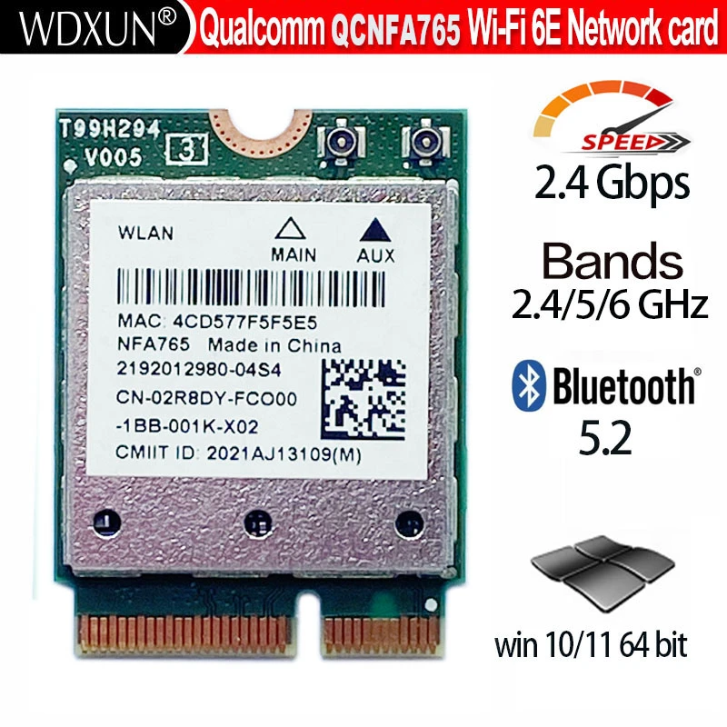 Qcnfa765 M2 Key E Wifi 6 Bt 5.2 M.2 Ngff Module Wifi Network Card Adapter Nfa765a 802