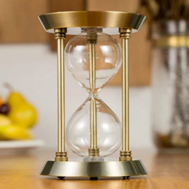 2024 Newest Empty Hourglass Bottle Sand Three Pillars Sandglass Metal European Retro Office Desktop Decorations Sand Clock Timer 2