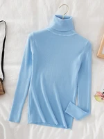 Korean Fashion Turtleneck Women Autumn Winter Pullover Sweater Basic Solid Casual Slim Stretch Ribbed Knitted Top Woman Sweaters 4