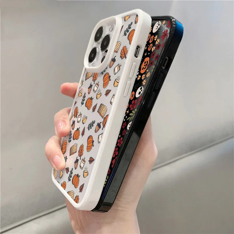 Transparent Shockproof Halloween Pumpkin & Skull Phone Case