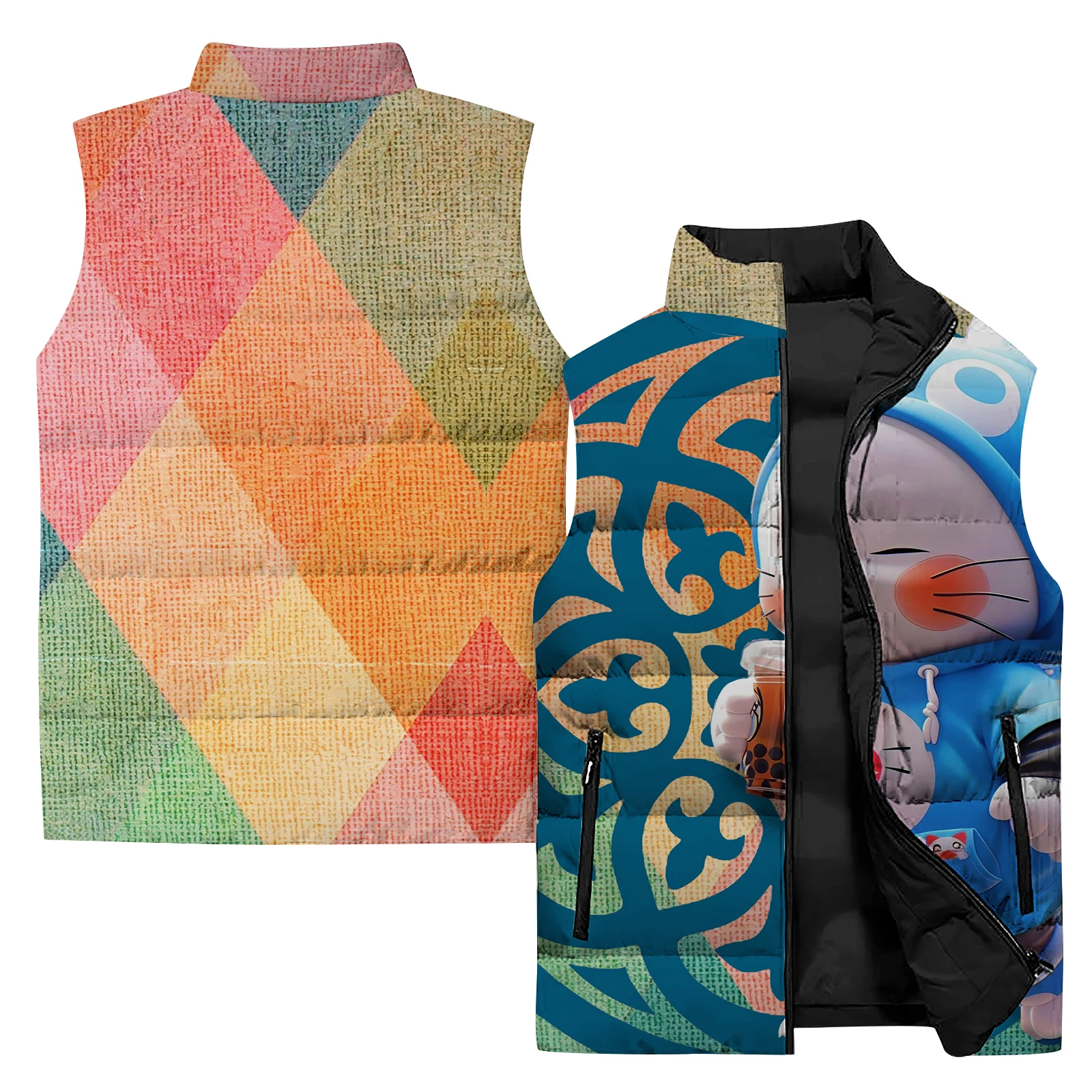 thumbnail image 1 of Chaleco de algodón de invierno para hombre, chalecos con estampado gráfico de tigre y hombre lobo para hombre, chalecos de moda a prueba de frío, chaquetas, ropa para hombre sin mangas, 1 of 5