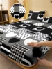 1 Simple modern Heart-Shaped Geometry printed matte Fitted Sheet, bedroom printed bed cover, bedding (excluding pillowcases) 1