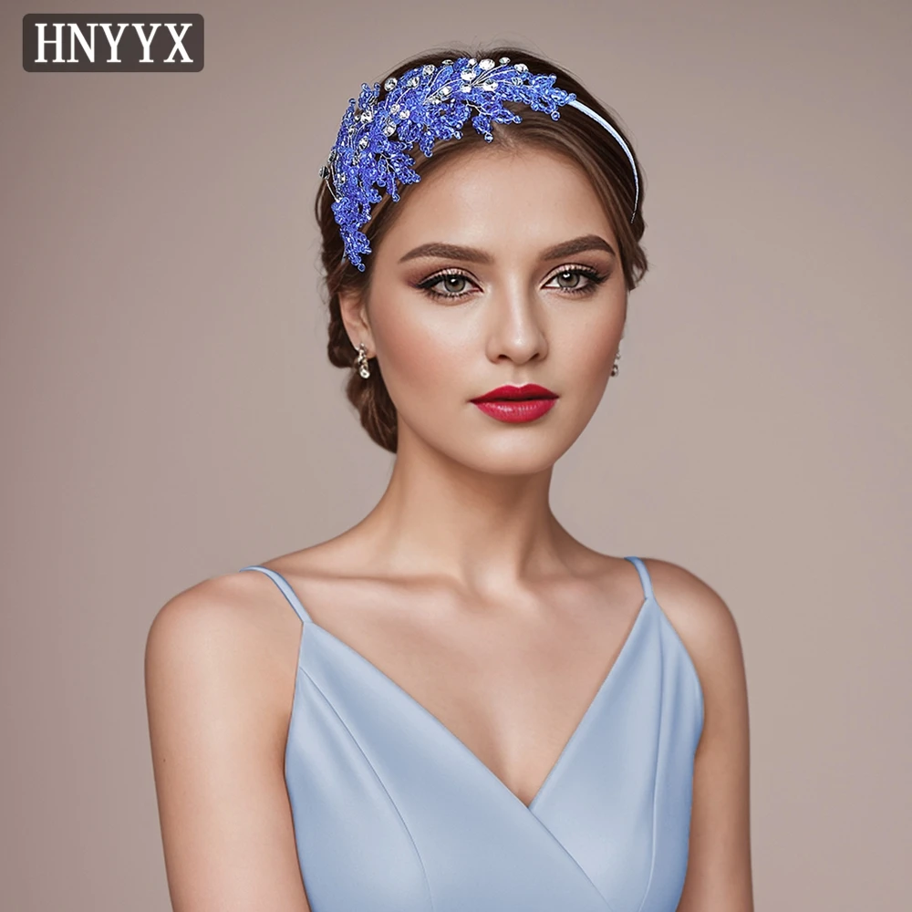 HNYYX Korean Luxury Crystal Headband Geometric Beaded Non Slip Headwear Princess Party Head Hoop Bridal Hair Accessories A193