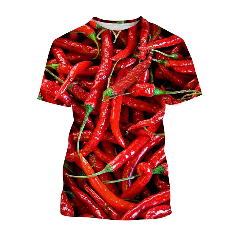 Chili Vegetable Print Short Sleeve T Shirt Streetwear