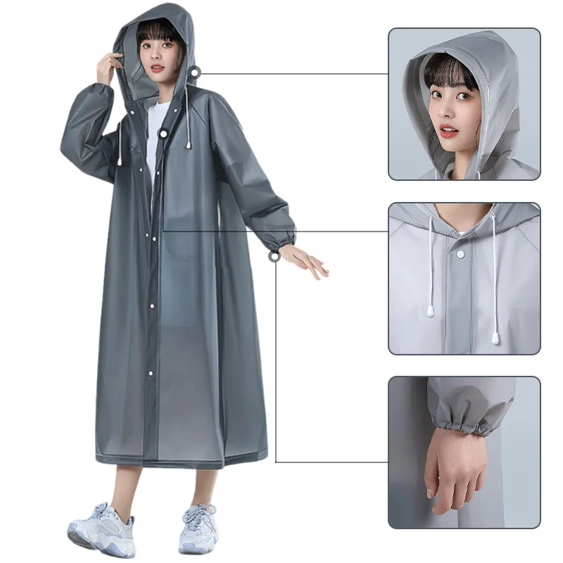 Adult Raincoat Rain Coat Waterproof EVA Rain Coat Men's Raincoat Poncho Hooded Poncho Camping Raincoat Reuseable Rainwear 우비