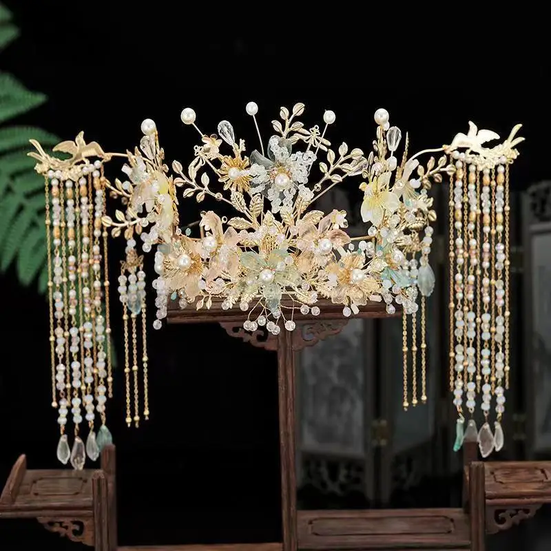 

Красивый великолепный головной убор в стиле ретро костюм принцессы синяя корона для волос ручной работы жемчужные свадебные аксессуары для волос