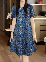 ZANZEA 2025 Summer Floral Printed Dress Women Bohemain Holiday Dresses Vintage Short Sleeve Beach Sundress Knee Length Vestidos