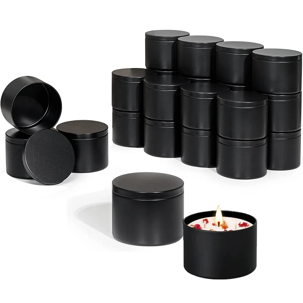 New 24pcs 8 oz Candle Tin Cans Candle Jars with Slip On Lids Metal Round Storage Containers DIY