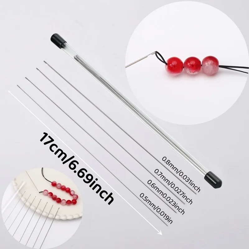 Bead Needles 4-Pieces Set Side Opening for Threading Bead Threads DIY Jewelry Making Tool