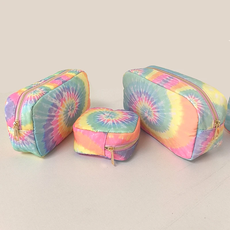 Trendy Gradient Canvas Cosmetic Pouch Sun Flower Printing Nylon Waterproof Makeup Bag Lipstic Toiletry Women Storage Organizer 6