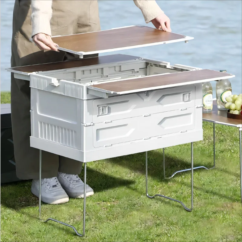 

Outdoor Camping Folding Box with Stand Multifunction Snack Food Organizer Container Large Capacity Picnic Car Storage Boxes