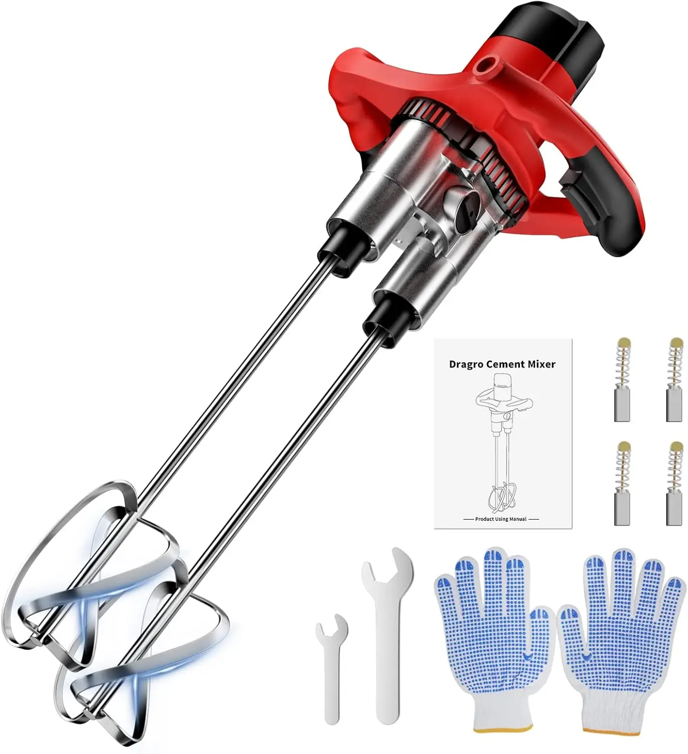 Double-Paddle Electric Cement Mixer 2300W Handheld Electric Concrete Mixer Portable Mud Mixer with 6 Adjustable Speed