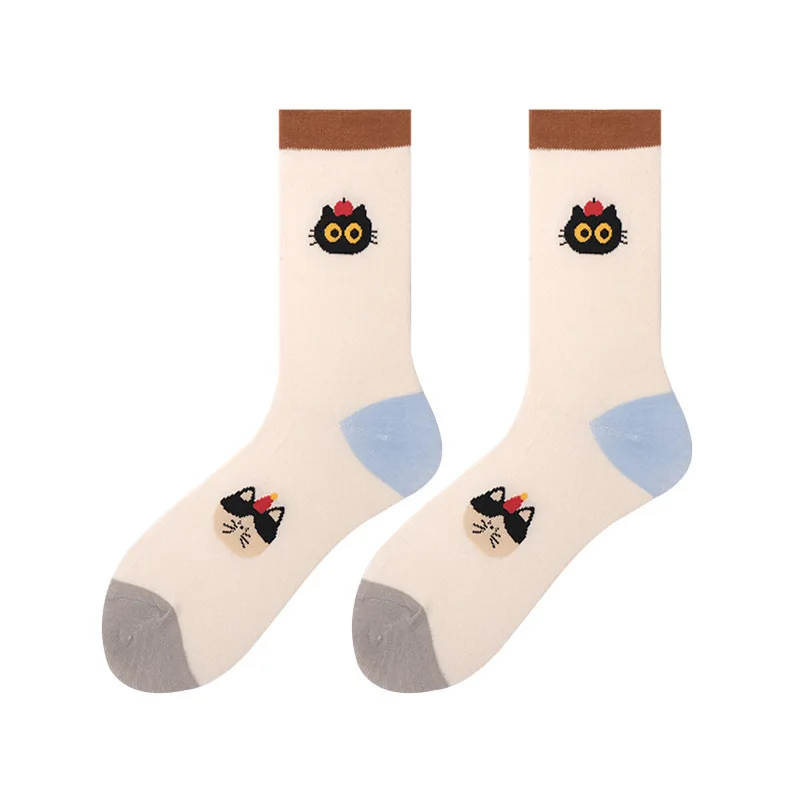 Socks For Women Cute New Novelties Fashion Cotton Breathable Funny Socks Female Casual Long Preppy Style Cartoon Socks Striped - 6