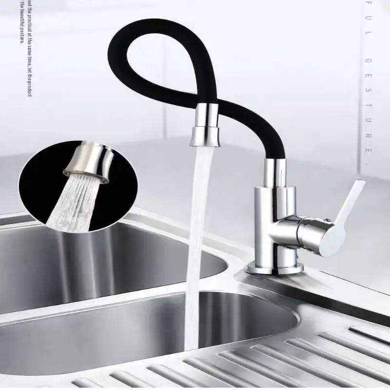 Universal Gourmet Kitchen Faucet Splash-Proof Hot And Cold 360-Degree Rotating Telescopic 304 Stainless Steel Household