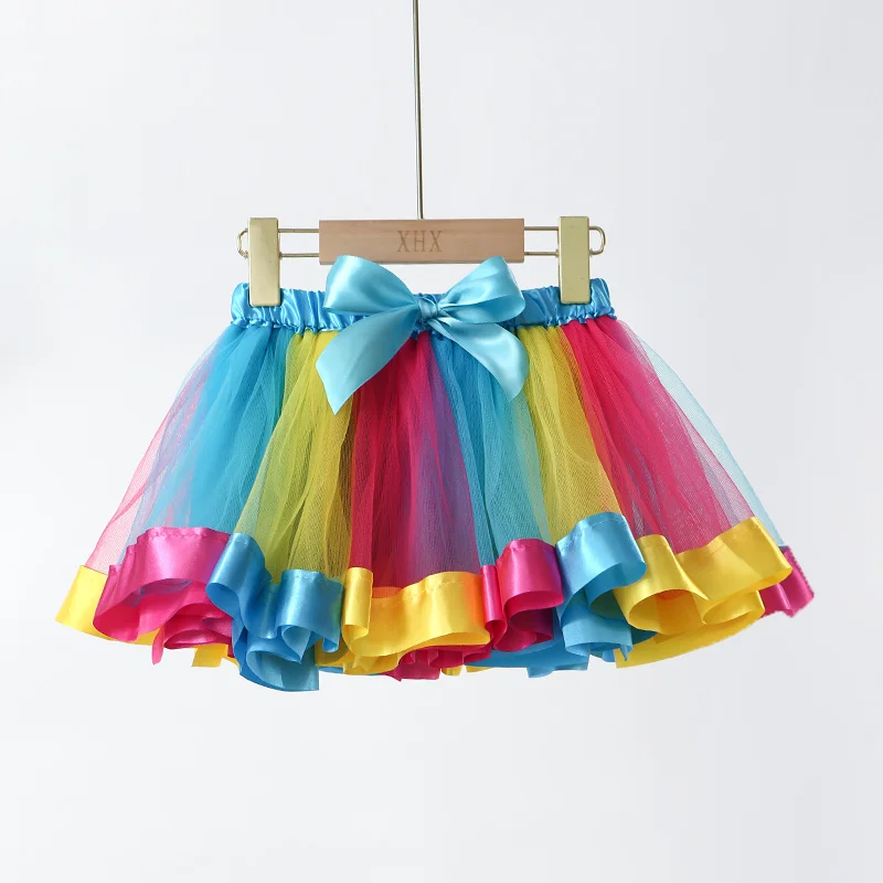 Rainbow Tulle Pettiskirt for Baby Girls - Princess Party Dance Tutu Skirt
