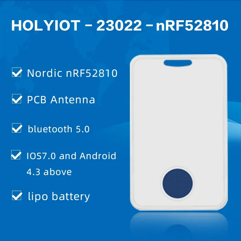 Holyiot IoT Location Ultra Thin Beacon Card Waterproof Low Energy Bluetooth 5.0 Hardware Rechargeable Ble IBeacon Sensor Id Card