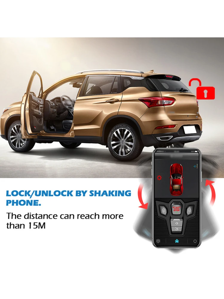 자동차 도난 방지 알람 원격 스타터 시스템, PKE 키리스 엔트리, BT 원격 엔진 스타터, 중앙 잠금 키트, 양방향 진동 알람
