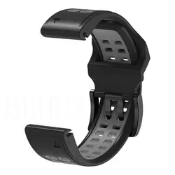 Enhanced Silicone Watch Band with Quick Release Mechanism - 26mm width (Black gray)