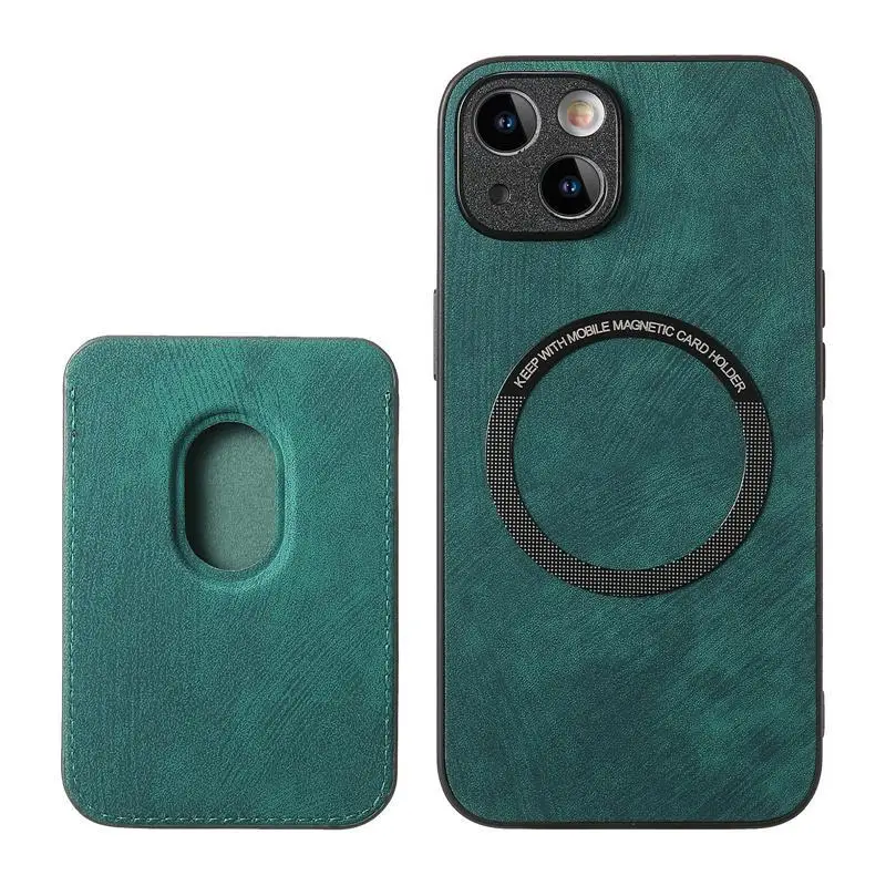 

New style applicable iphone magnetic card case 15promax phone case 14 vegan leather 14plus card case 13mi 15promax 14promax 13pr