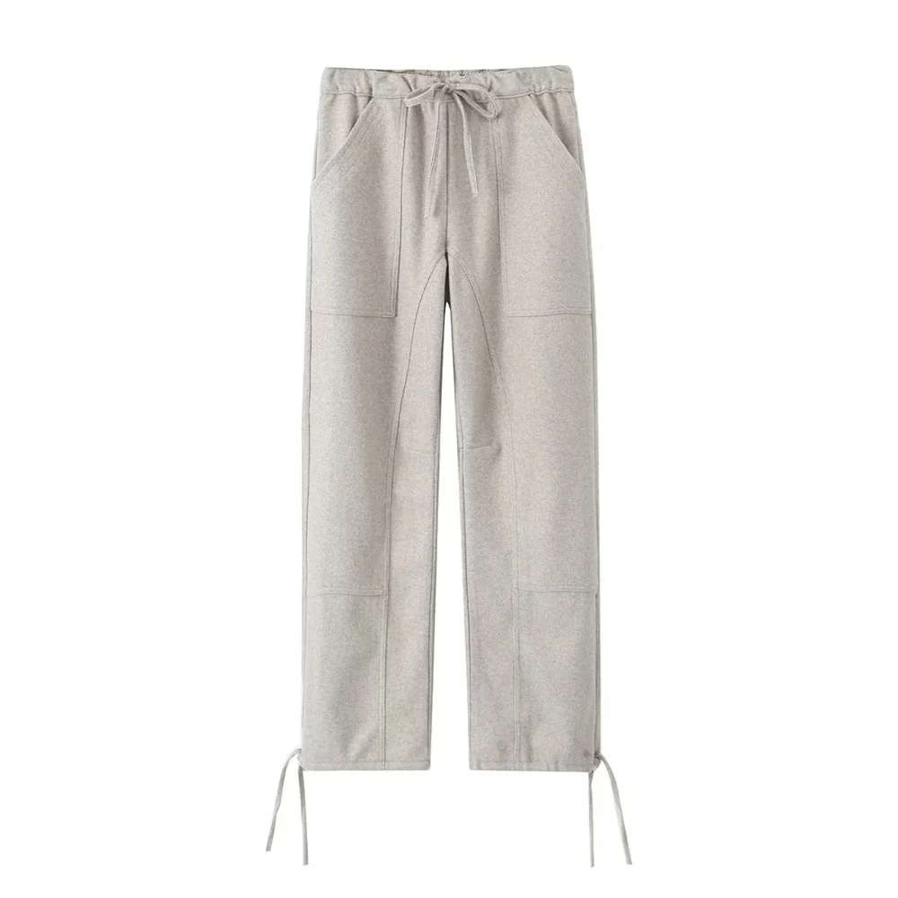 

Autumn new European and American style women's fashionable and versatile elastic waist mid-waist umbrella pants 4432509