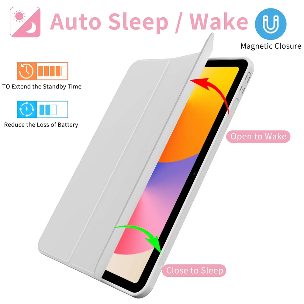 Ultra-Slim Trifold Stand TPU Soft Back Tablet Case - 11.5-inch Cover