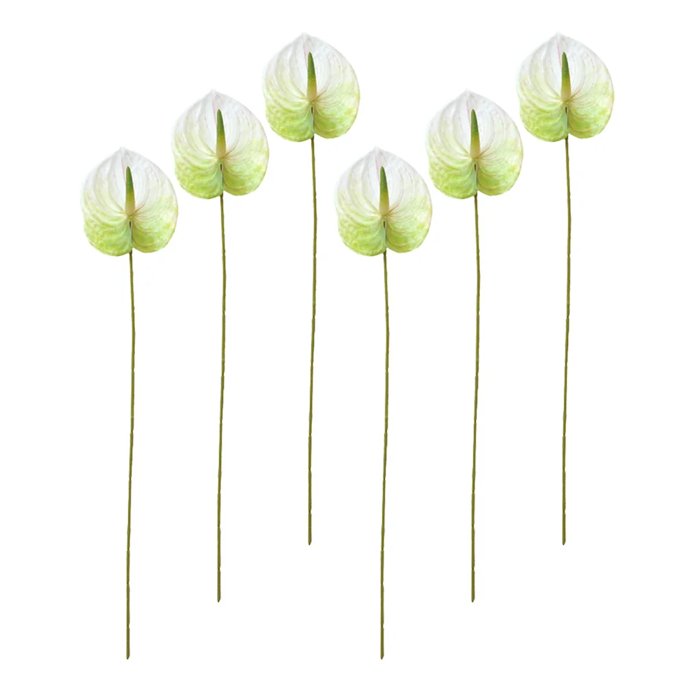 

6 Pcs Simulation Anthurium Andraeanum Flowers Fake Plant Injection Molding