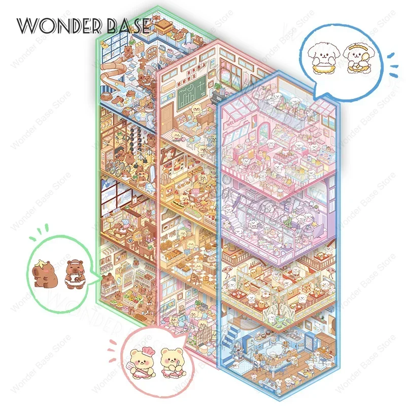 3D Cartoon Miniature Scene Stacking Stickers Gift