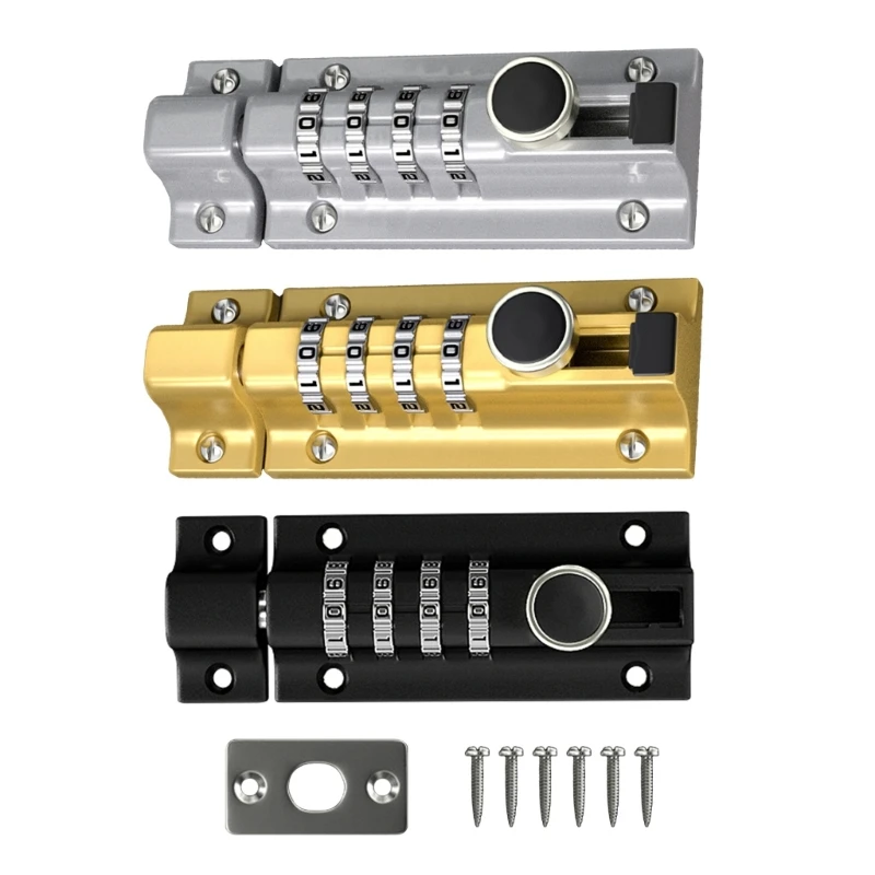 4-Digit Combination Padlocks Password Lock Sliding Door Lock Anti-theft Safety Slide Latches Lock Easy to Install