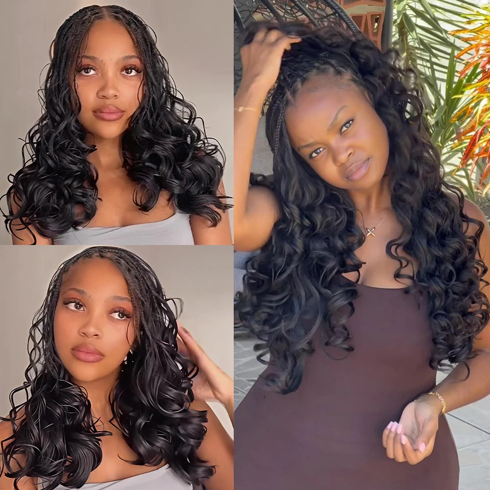 Kisshair Miracle Knots French Curl, Capelli Umani Pre-divisi per Intrecciare, Piuma Crochet, Ondulati e Voluminosi, Senza Nodi, Stile Bora Boho - immagine 6