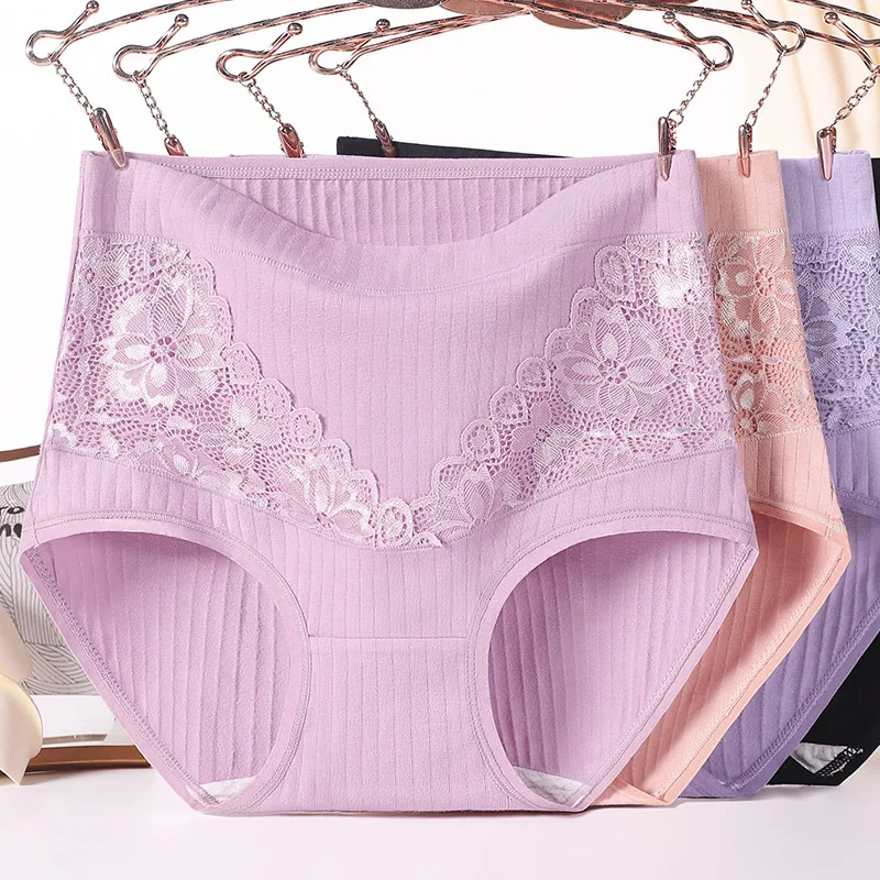 

XL-6XL 115kg Lace Underwear Plus Size Cotton Briefs Solid Panties Women's Lingerie Breathable Underpants Female Intimates