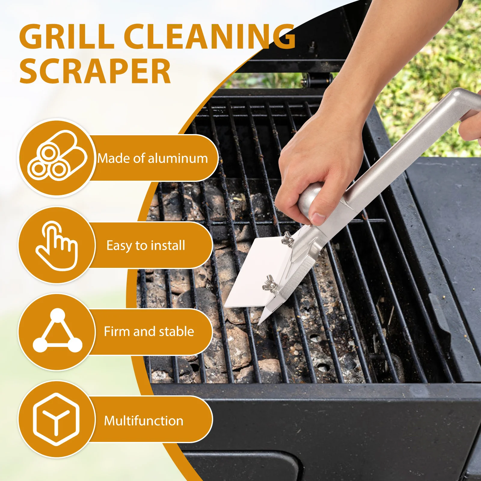Grill Scraper Aluminum Alloy Griddle Scraper Rustproof Barbecue Grill Cleaning Tool Anti Scald Tool for Restaurant
