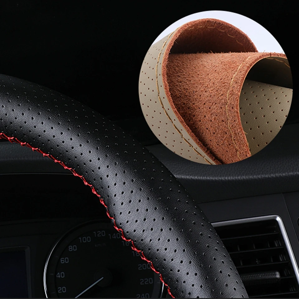 Car Steering Wheel Braid Cover Universal 38cm Microfiber Leather