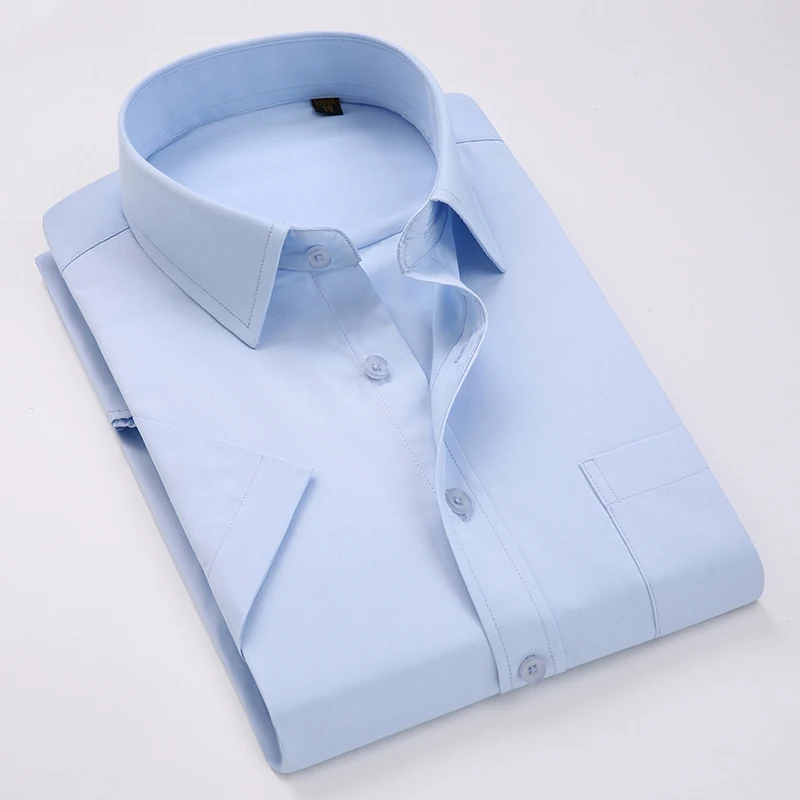Summer Fashion Short Sleeve Dress Shirts Men's Business Formal Casual Social Button Up Shirts