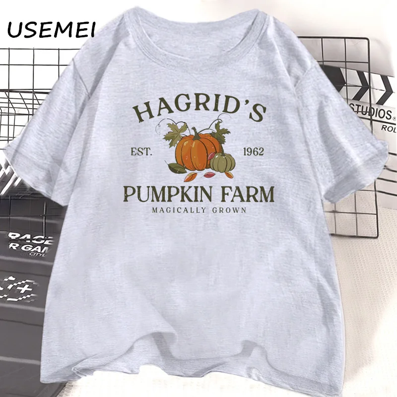 Farm Fresh Pumpkin T-Shirt For Women - Cute Fall Graphic Tee, Short Sleeve, Dark Grey (Large)