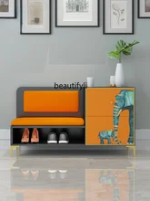 

GY Shoe Cabinet Shoe Rack Shoe Change Stool Light Luxury Home Doorway Shoe Rack Integrated Cloakroom with Backrest Seat