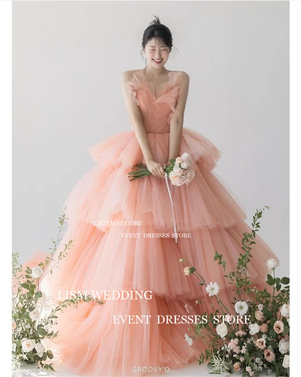 LISM Blush Pink Korea Evening Dress Photo Shoot Customised
