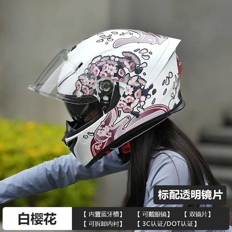 Cascos de motocicleta RYZEN Cascos integrales de carreras Casco de seguridad con visión nocturna y doble lente para hombres y mujeres para todas las estaciones