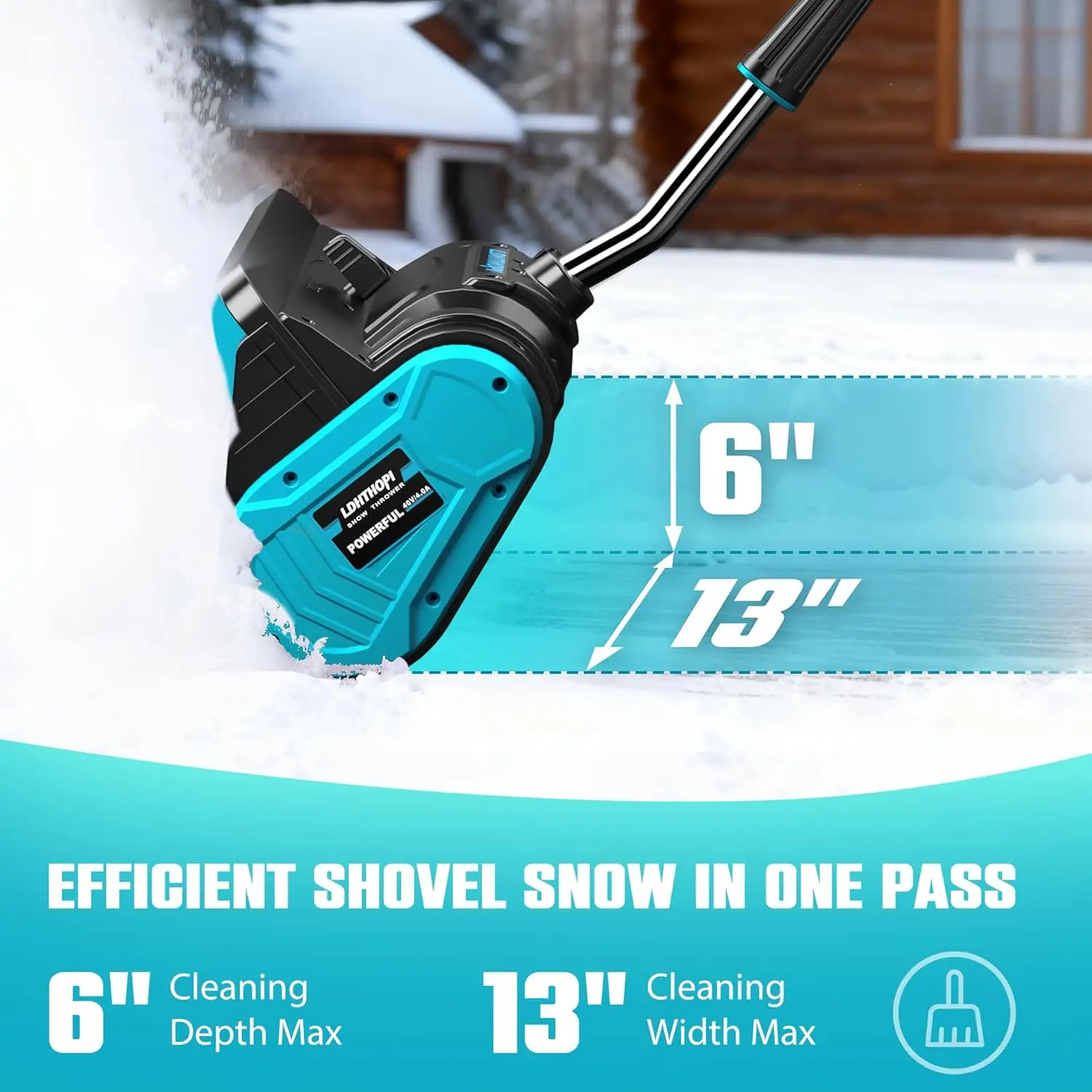 40V Cordless Snow Shovel, 13-Inch Brushless Electric Snow Blower with Directional Plate, 2X 4.0 Ah Batteries & Quick Charger
