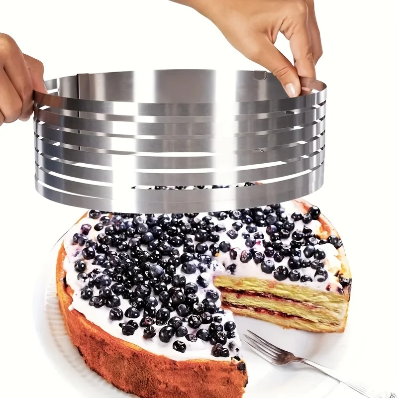 1pc Adjustable Stainless Steel Cake Slicer Ring 7 Level Precise Cake Cutter For Perfect Slices Two Size Options 6 8 Inch Easy To