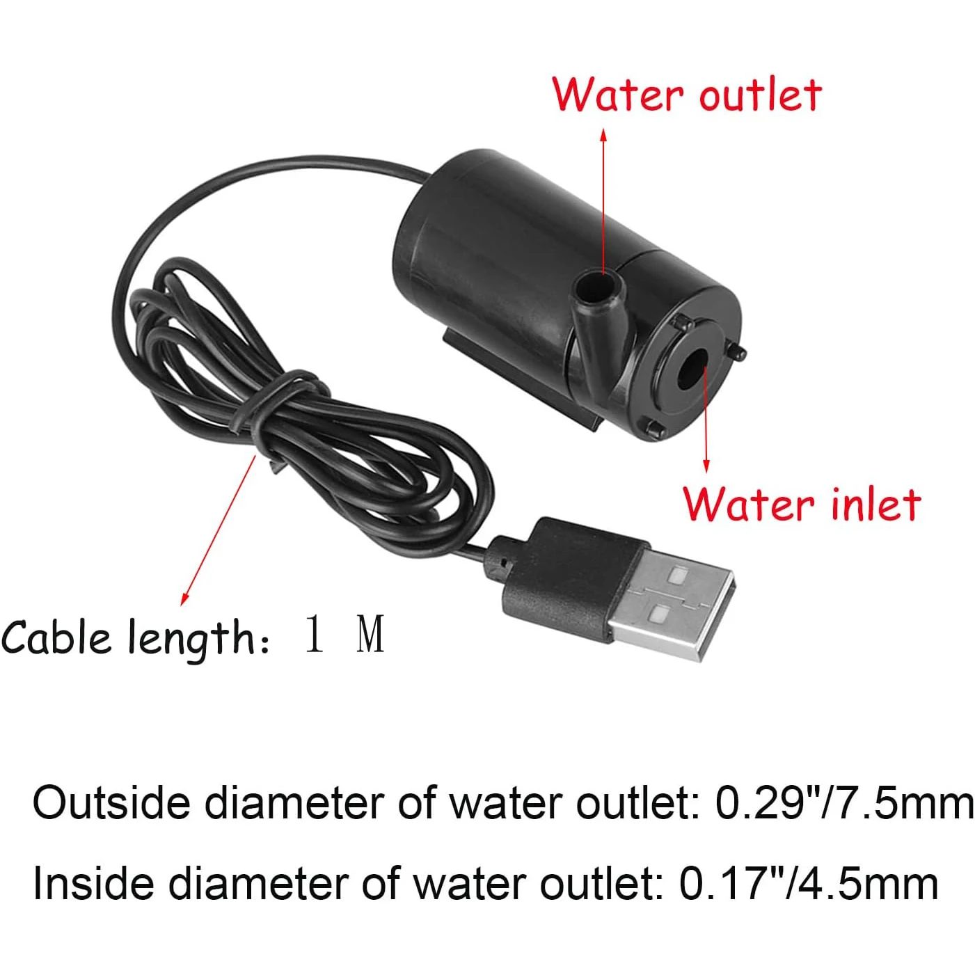 รูปสินค้า ปั๊มน้ำมินิ 3-5V USB สำหรับสวนและฟอนเทน