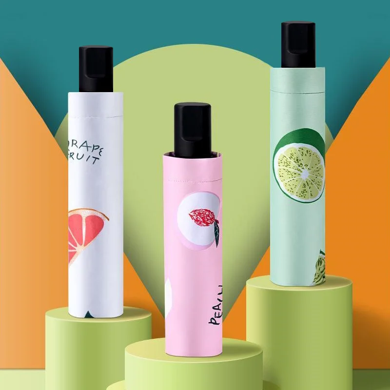 

Fresh Fruit Print UV Protection Umbrella Windproof and Non-deformation Sun Protection Portable Clear Automatic Umbrella