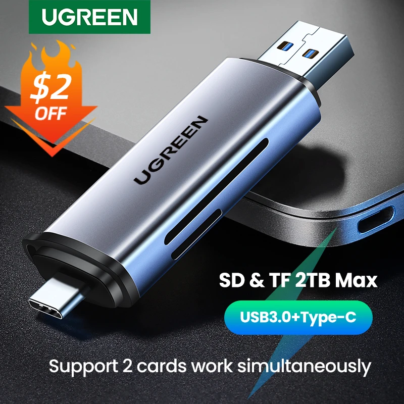 UGREEN lector de tarjetas USB3.0 y USB C a SD, MicroSD, TF, Thunderbolt 3, Accesorios para ordenador adaptador de tarjeta SD, lector de tarjetas de memoria inteligente|usb 3.0 card reader|3.0 card