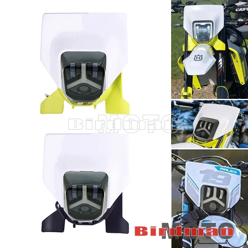 Bianco Giallo Led Faro Angel Eye Led/Lampadina Testa Lampada Maschera Per Husqvarna Enduro Supermoto Ts Fe Te Tc Fc 125 300 450 501 701