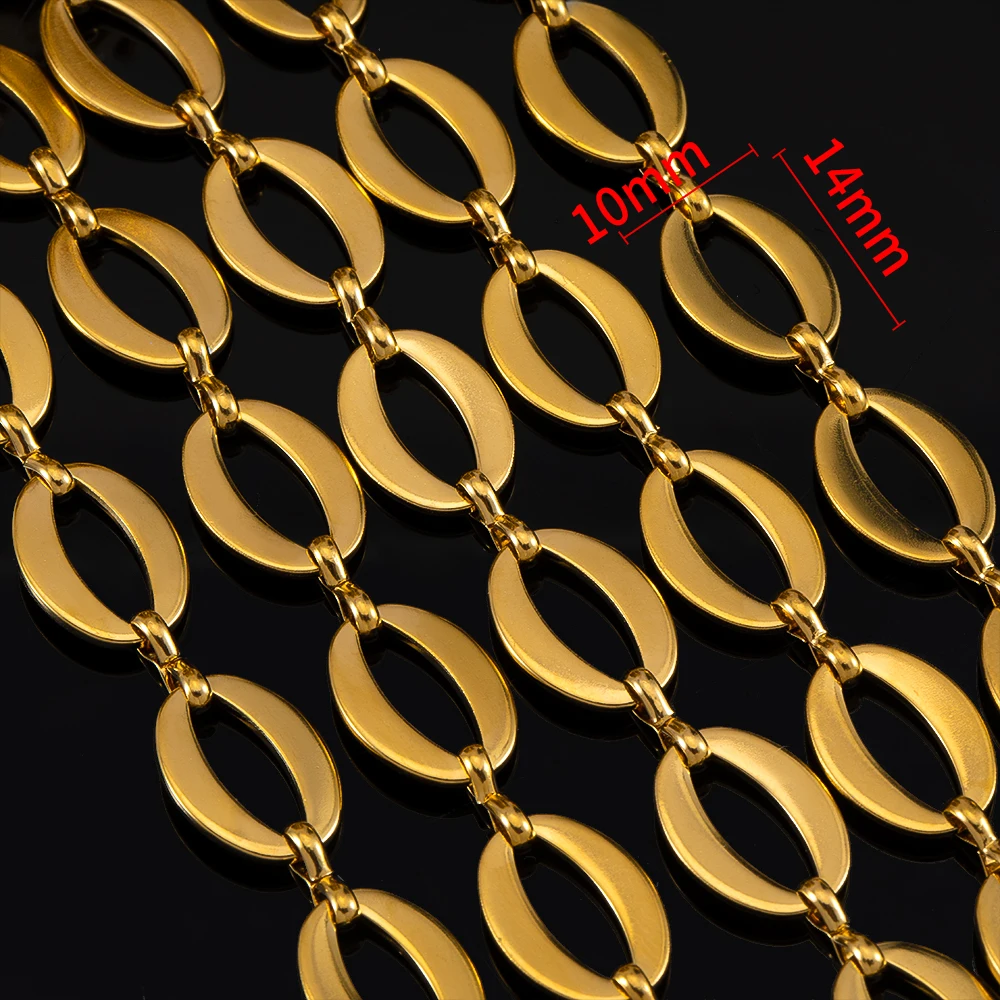 1 Meter Edelstahl vergoldet kubanische Halsketten Kette 10x14mm Buchstabe O Gliederketten DIY Armbänder Schmuckherstellung Taschen Ketten – Detail 1