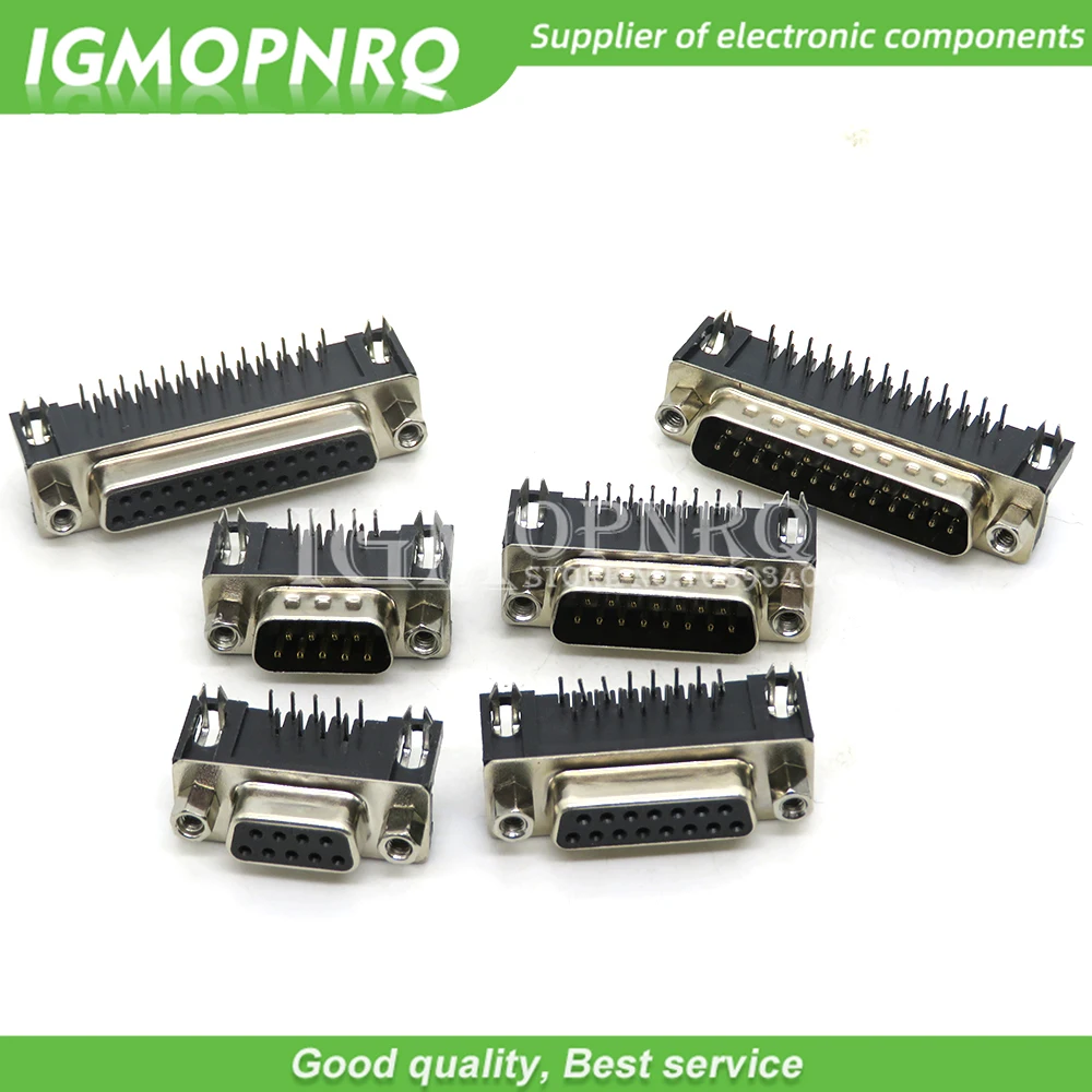5Pcs/Lot Dr9 Dr15 Dr25 Female Male Pcb Mount D-Sub 9 Pin Pcb Connector Rs232 Connector 90-Degree Bent Needle
