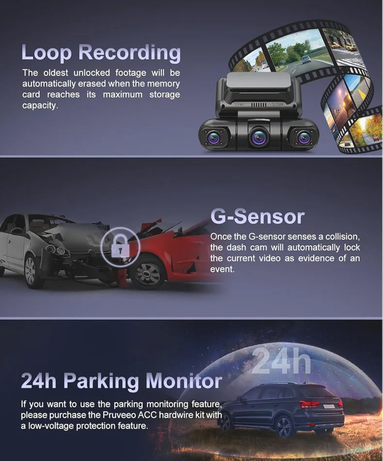ڵ DVR ڵ   ߰ ð,  ̴ 2K  ķ, 4 , 360  Ǯ HD, 1080P, 5G , GPS, 24 ð  