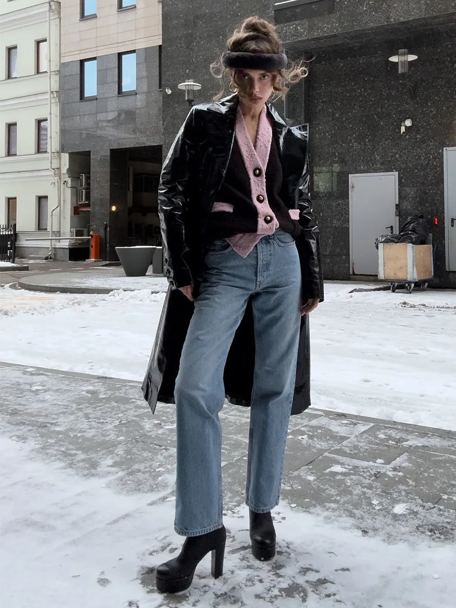 Bornladies Women's Retro High Waist Straight Leg Jeans Cotton Ankle Length Jeans Easy Match Casual Daily Fashion Pants