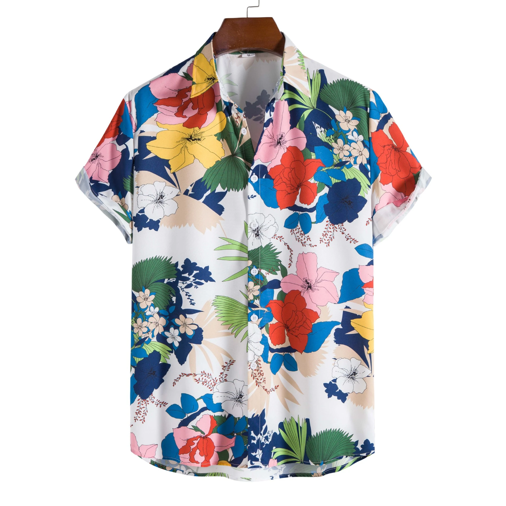 Camisas de playa con Floral para hombre, camisa hawaiana de manga corta con botones, informal, para vacaciones y fiestas, XXL| | AliExpress